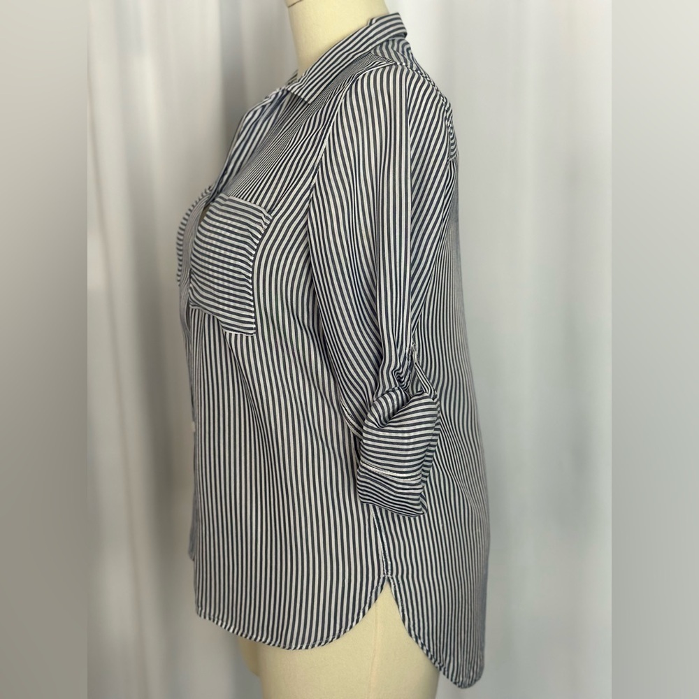 Thread & Supply Blue and White Striped Button-Down Shirt (1016) - Picture 6 of 12